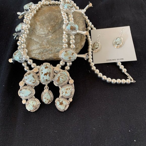 Dry Creek Turquoise Sterling Squash Necklace - Picture 4 of 12